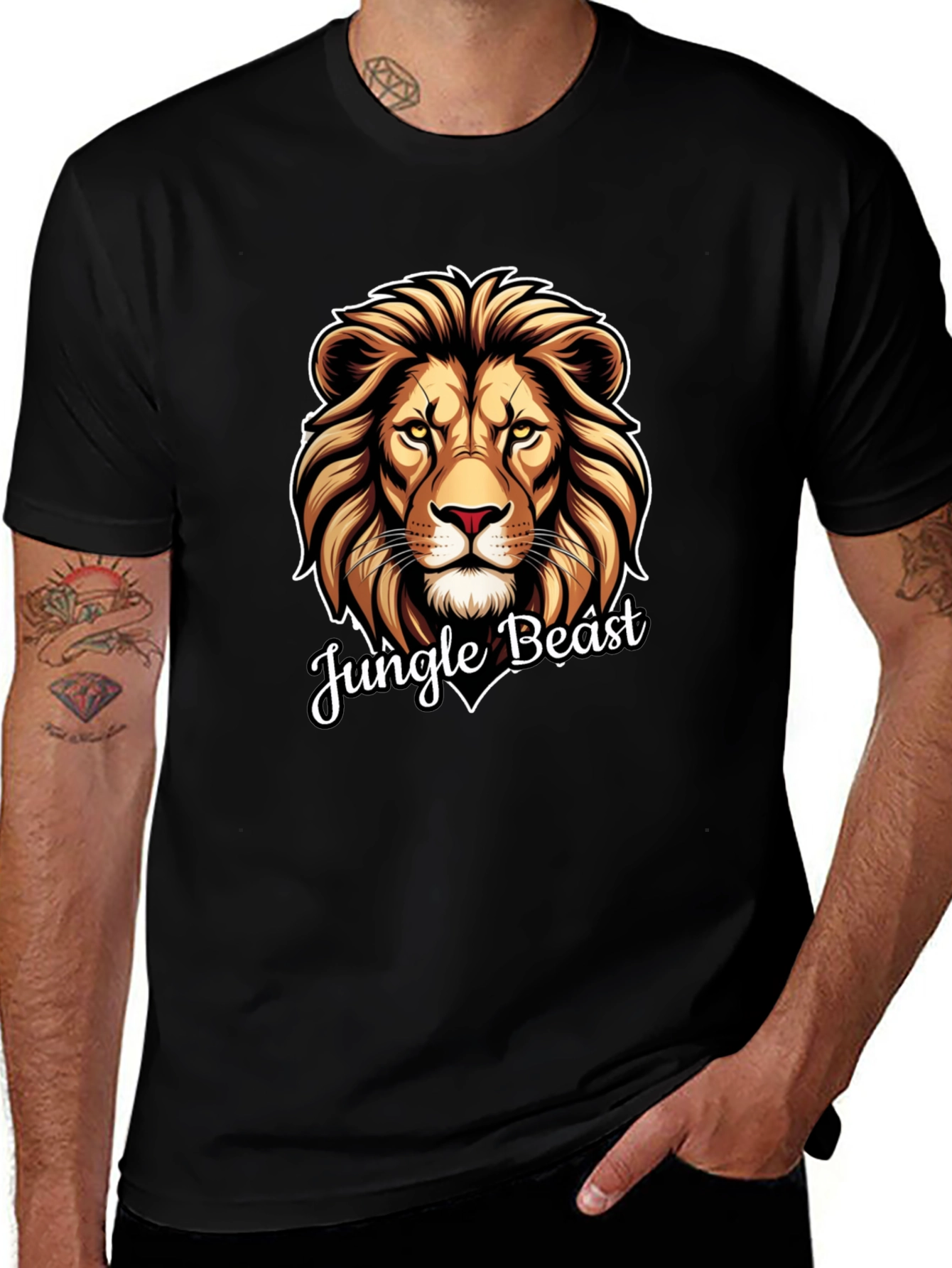 Jungle Beast Lion Graphic Tee - Cool Animal Design