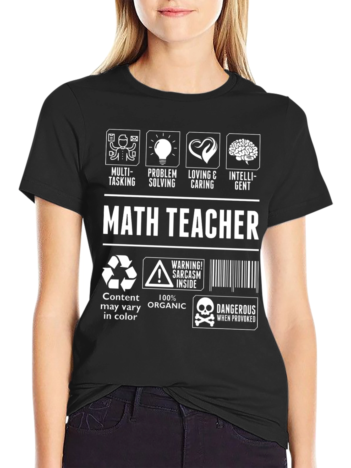 Math Teacher T-Shirt - Multi-Tasking Problem Solving Intelligent