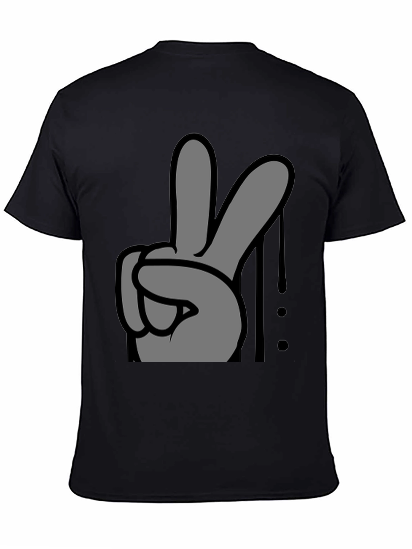 Peace Sign Graphic Tee - Black Cotton Casual T-Shirt