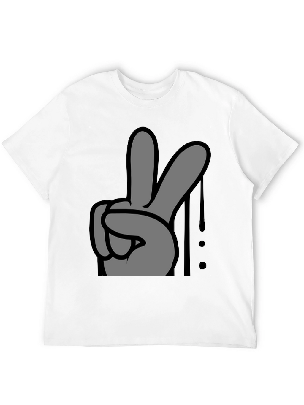 Peace Sign Graphic Tee - Black Cotton Casual T-Shirt