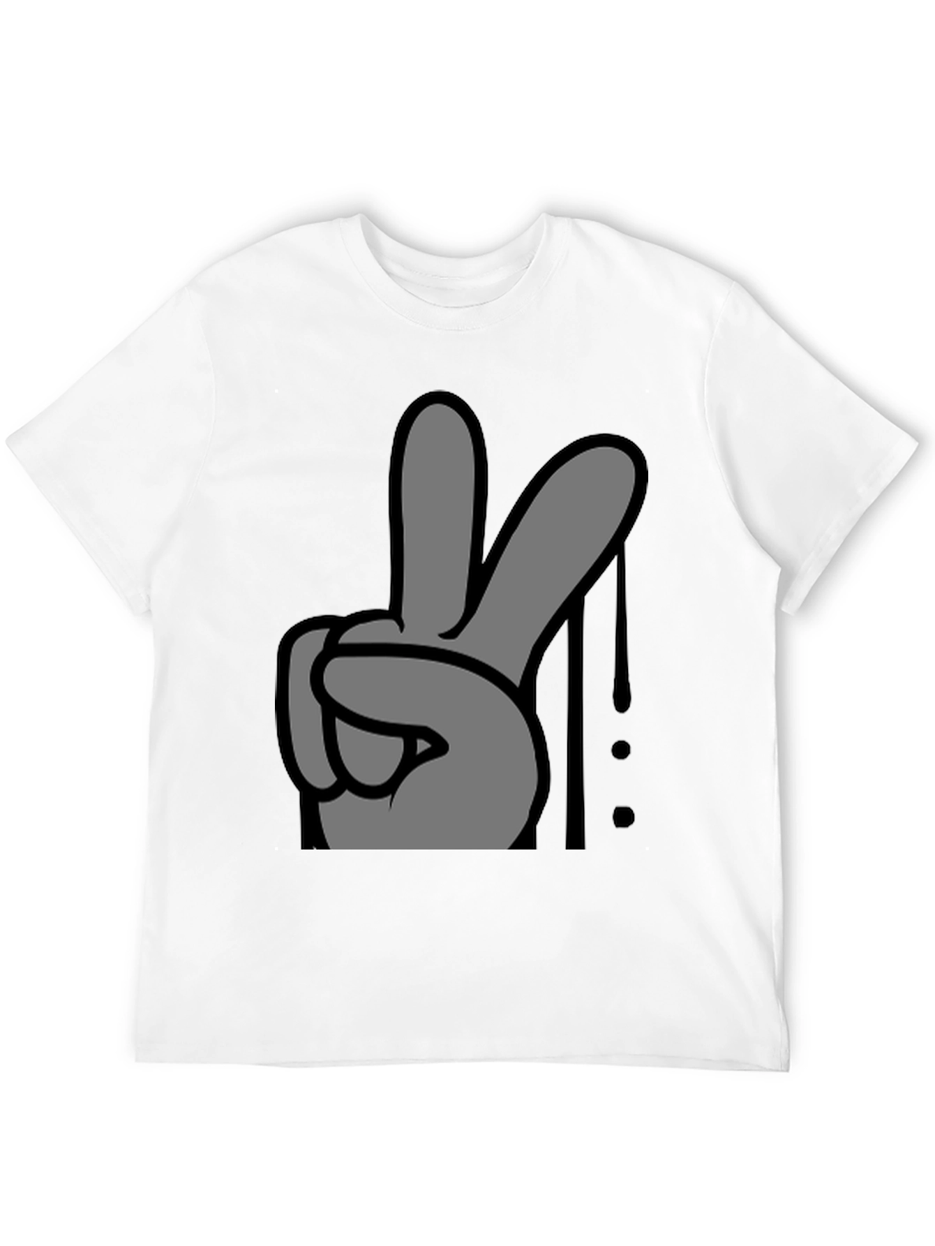 Peace Sign Graphic Tee - Black Cotton Casual T-Shirt
