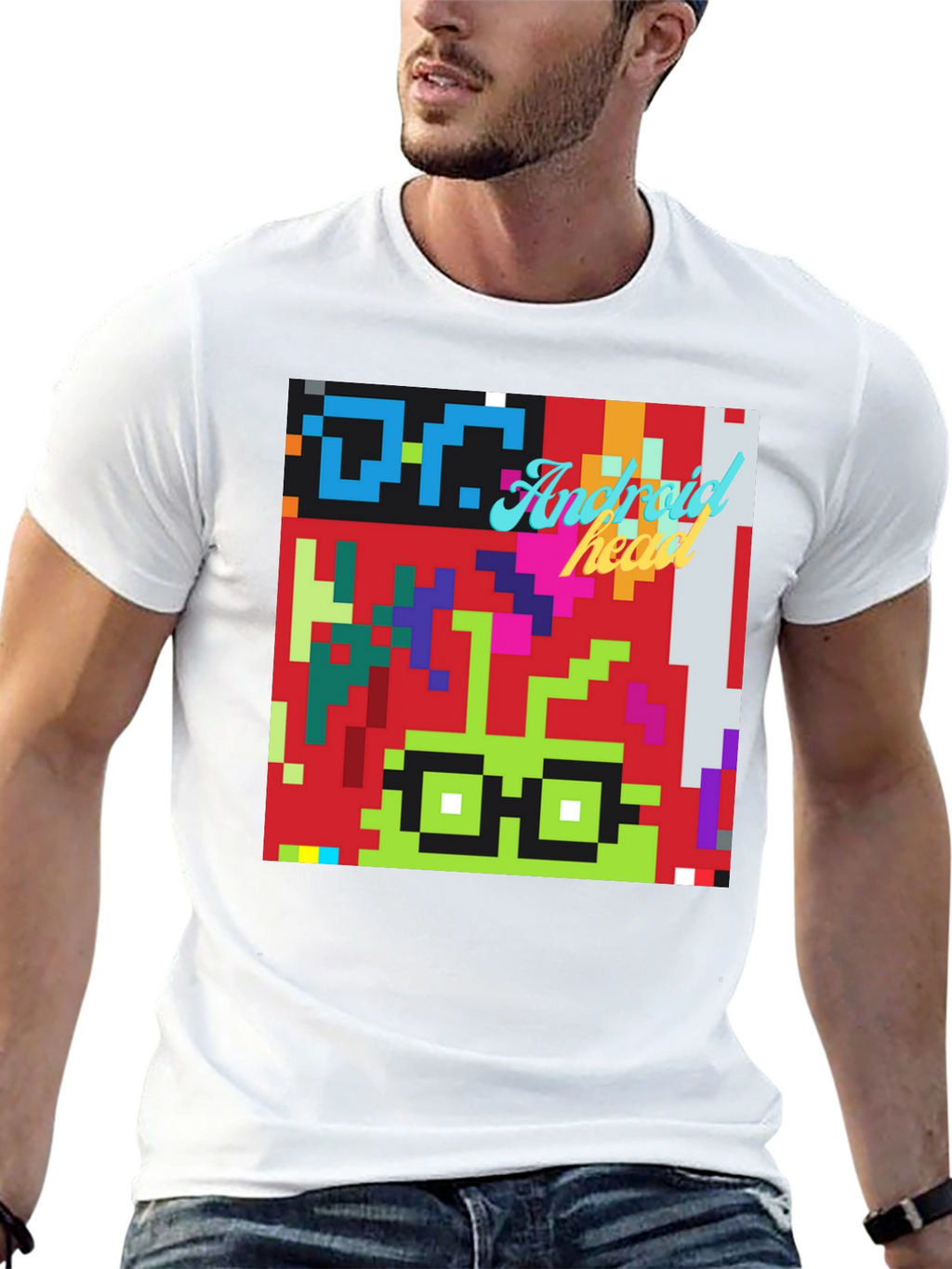 Pixel Art Android Nerd T-Shirt - Retro Style