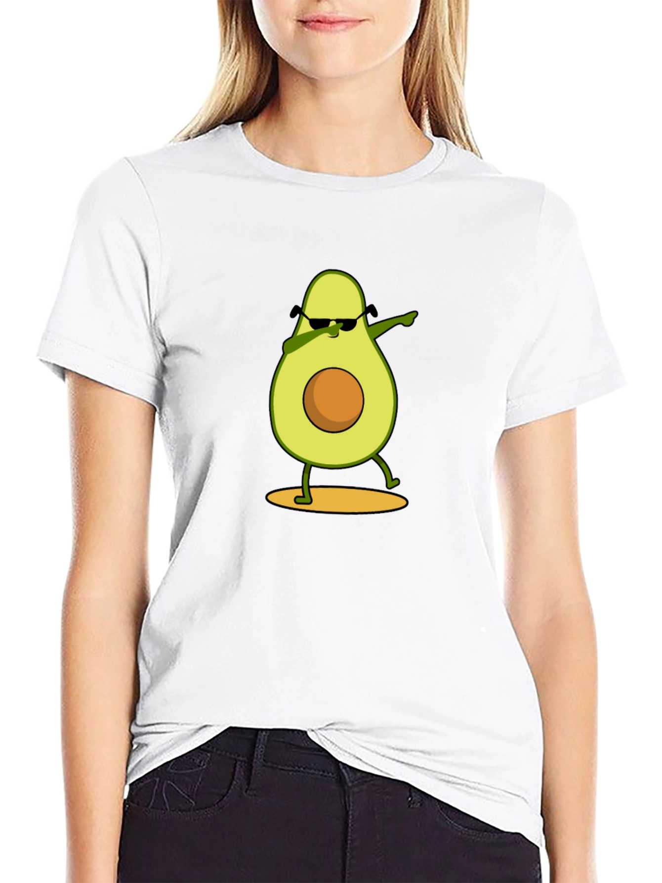 Dabbing Avocado Graphic Tee - Funny Fruit Cartoon T-Shirt
