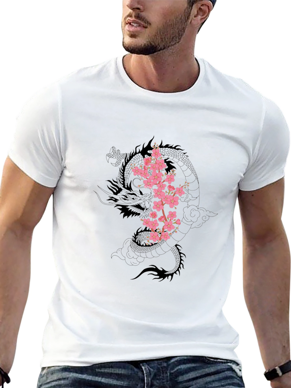 Dragon & Cherry Blossom Black T-Shirt