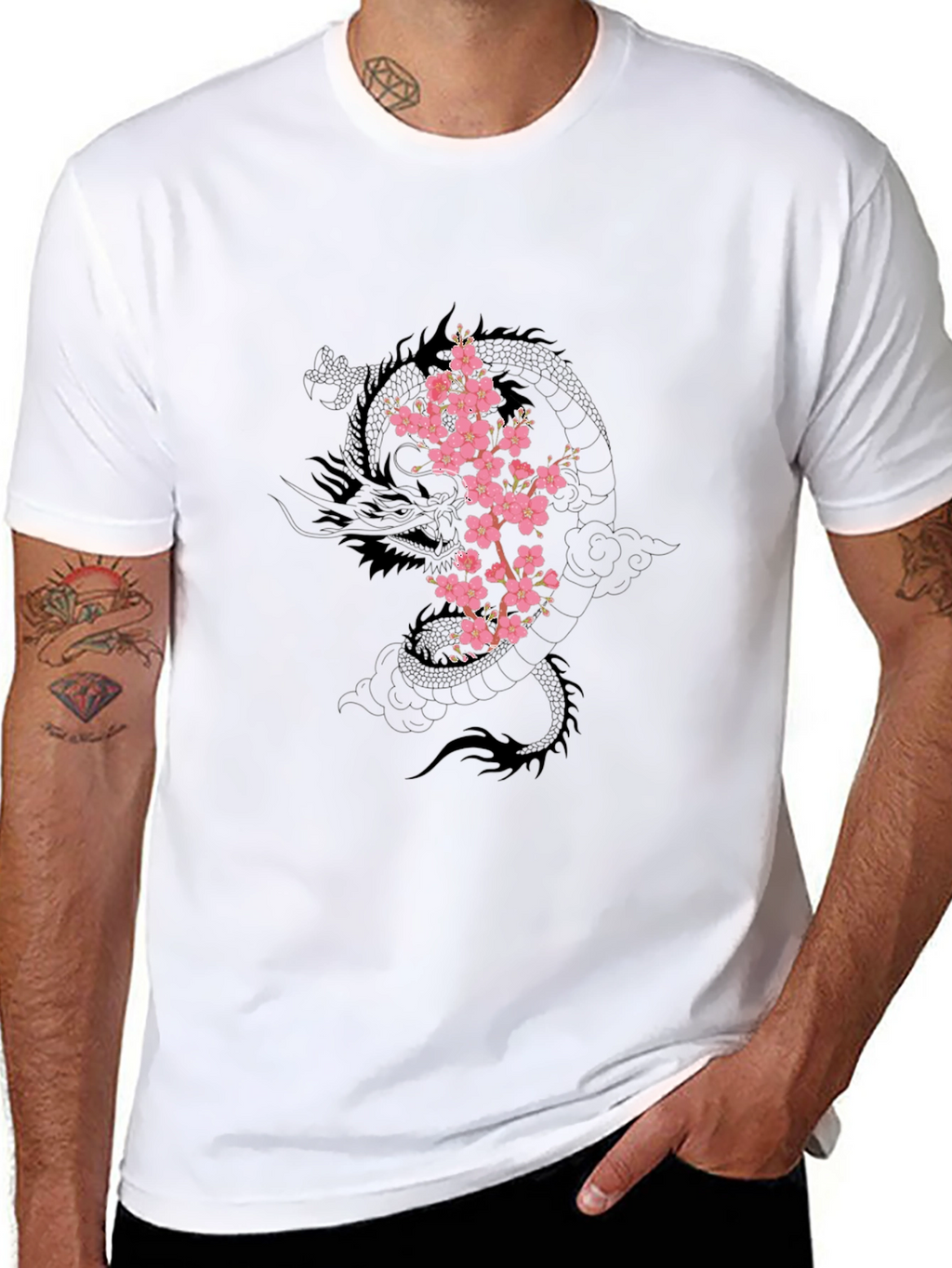 Dragon & Cherry Blossom Black T-Shirt