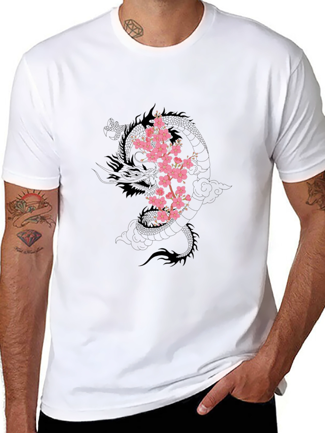 Dragon & Cherry Blossom Black T-Shirt
