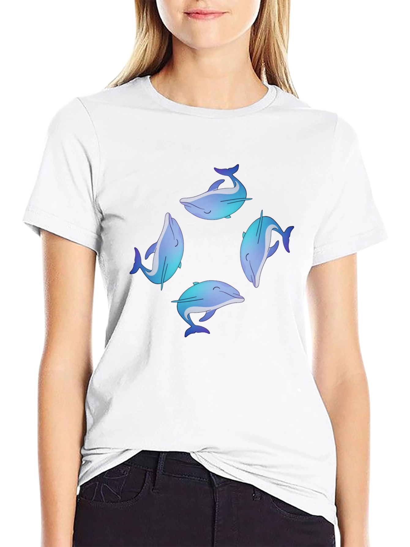 Dolphin Circle Graphic Black T-Shirt