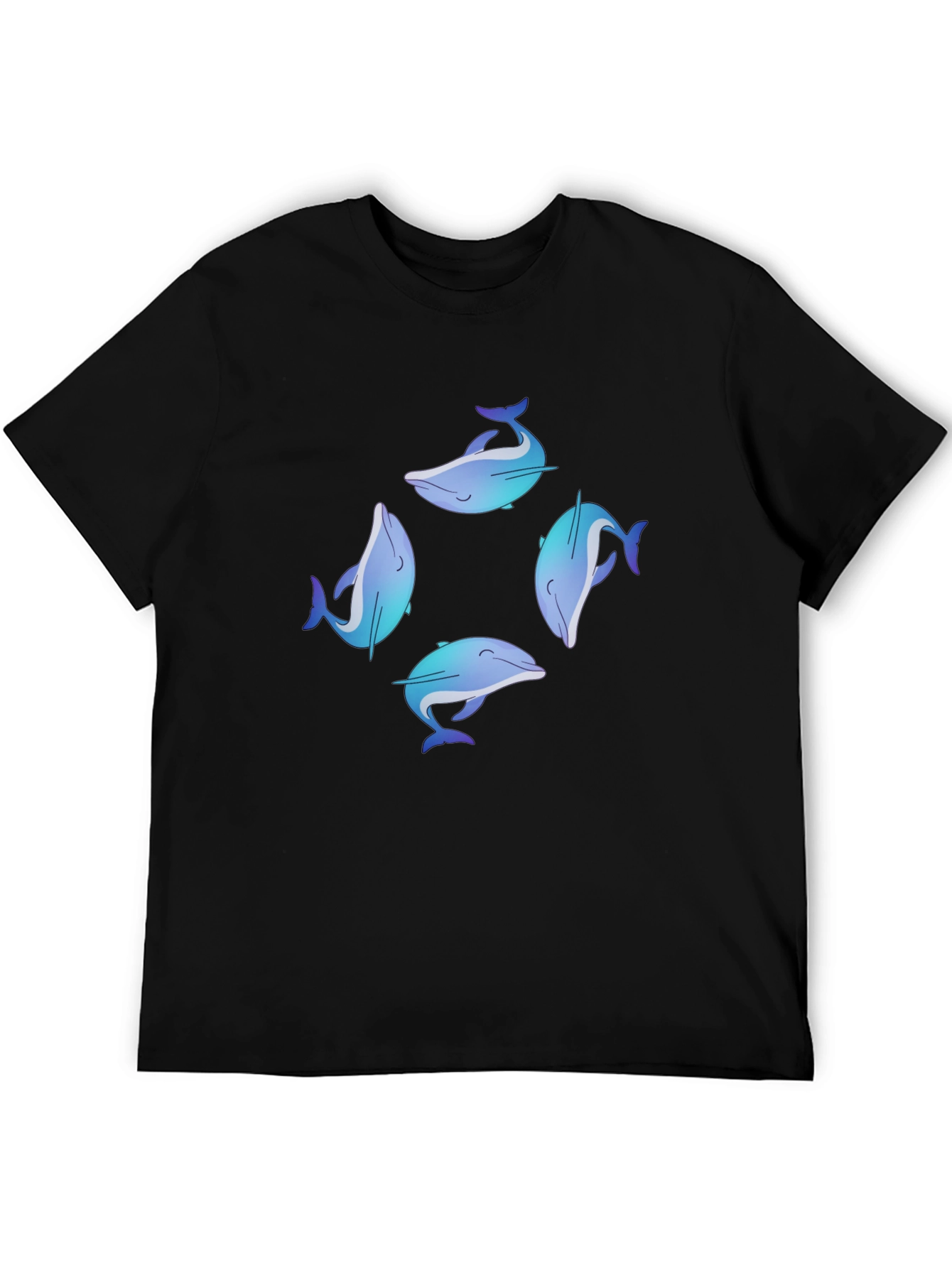 Dolphin Circle Graphic Black T-Shirt