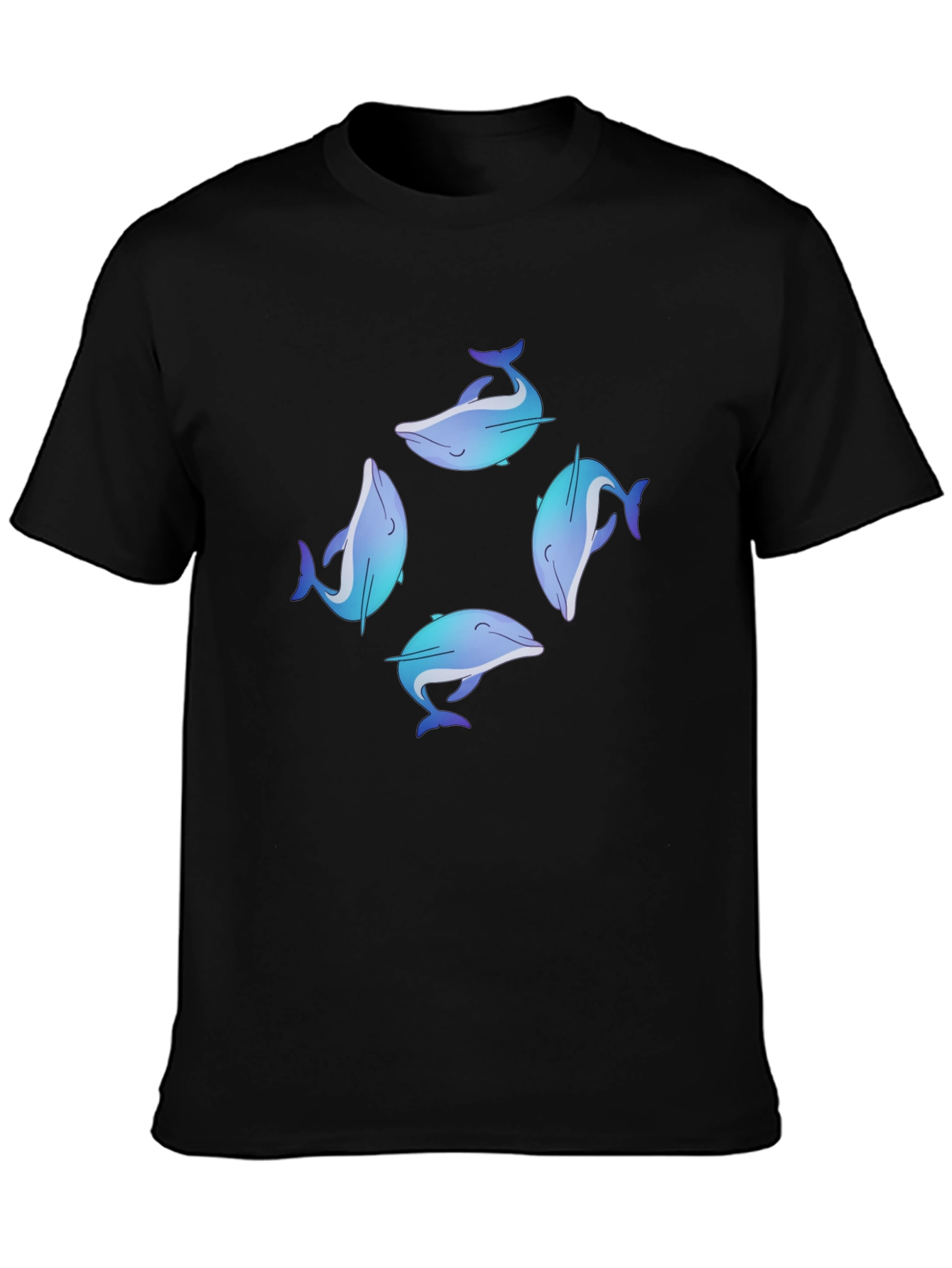 Dolphin Circle Graphic Black T-Shirt
