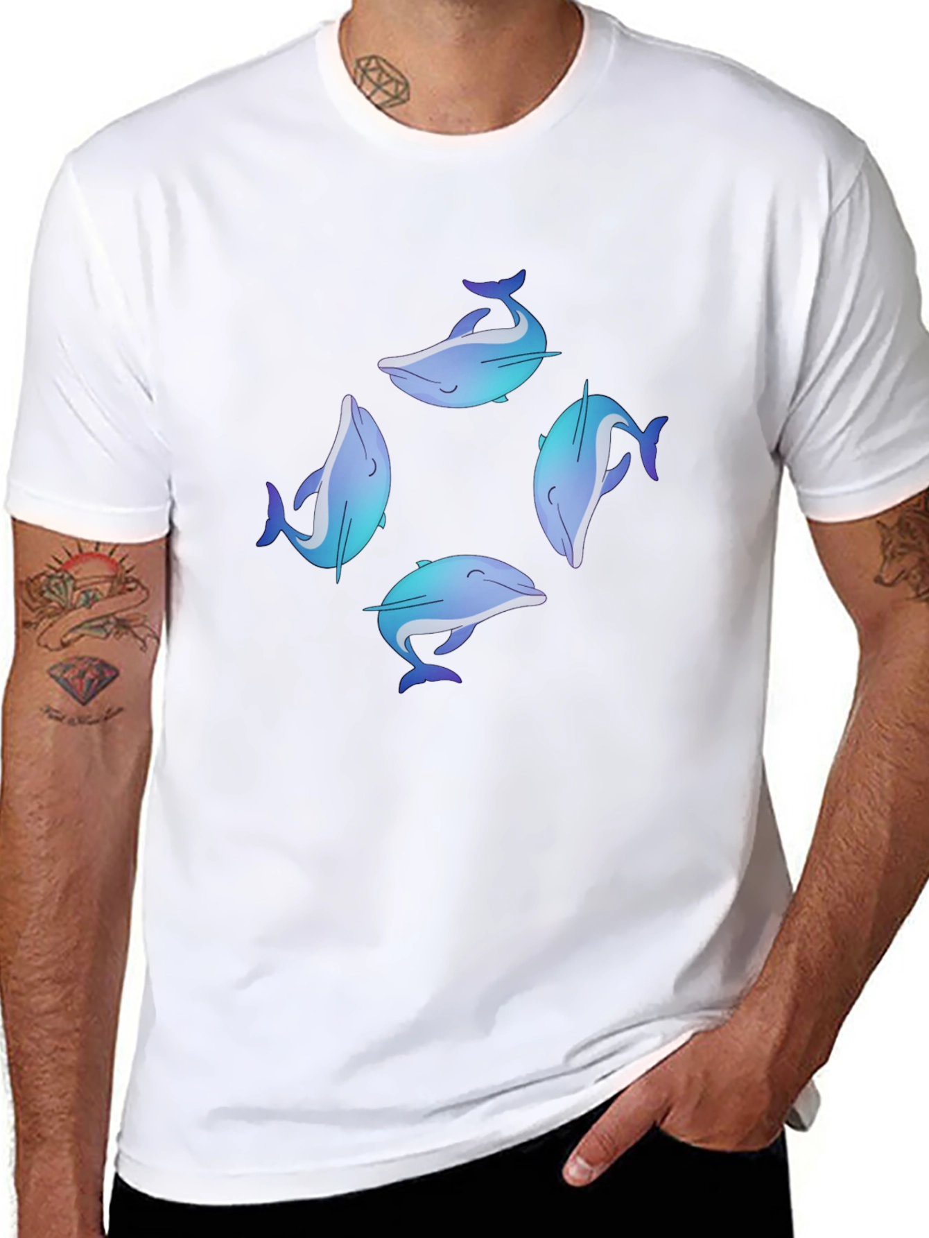 Dolphin Circle Graphic Black T-Shirt