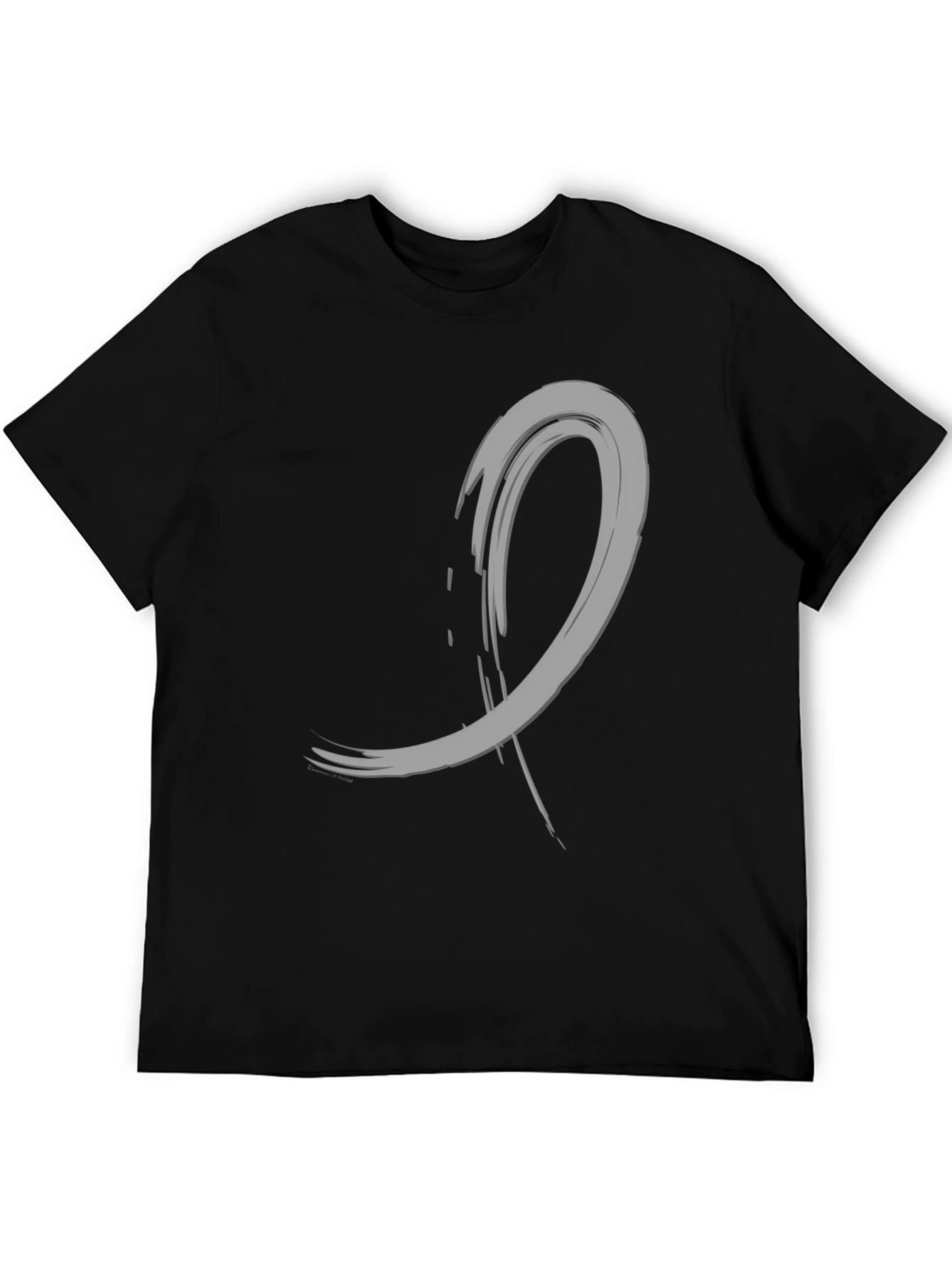 Abstract Brushstroke Graphic Tee - Black Cotton Casual