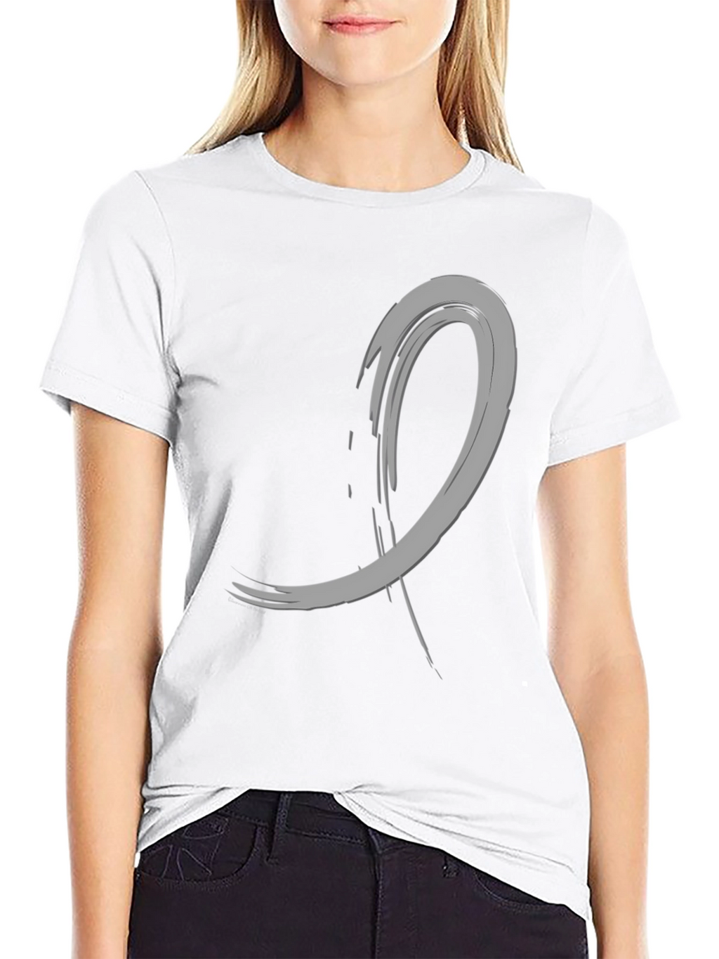Abstract Brushstroke Graphic Tee - Black Cotton Casual