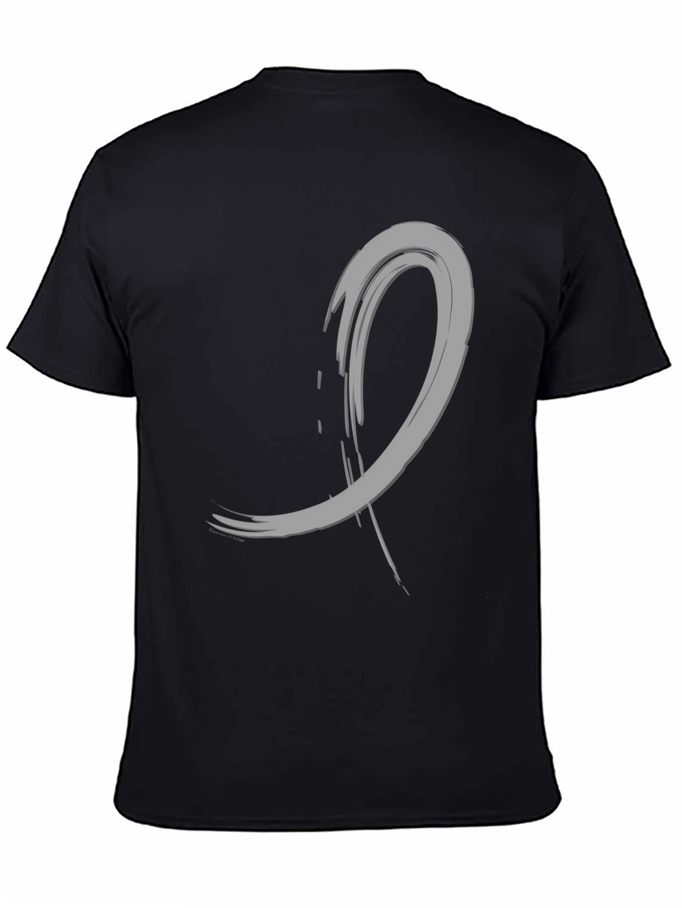 Abstract Brushstroke Graphic Tee - Black Cotton Casual
