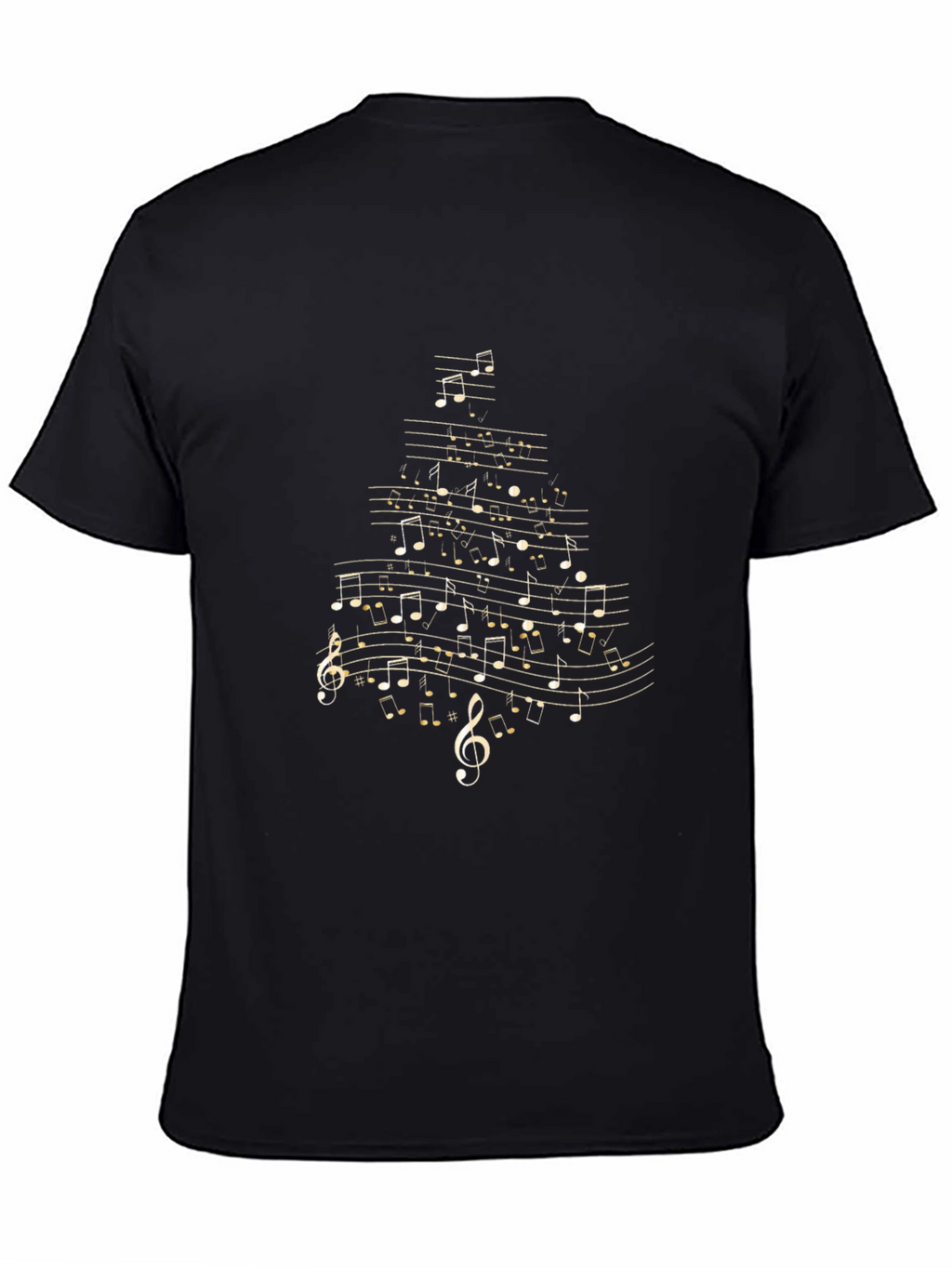 Musical Notes Christmas Tree T-Shirt - Black