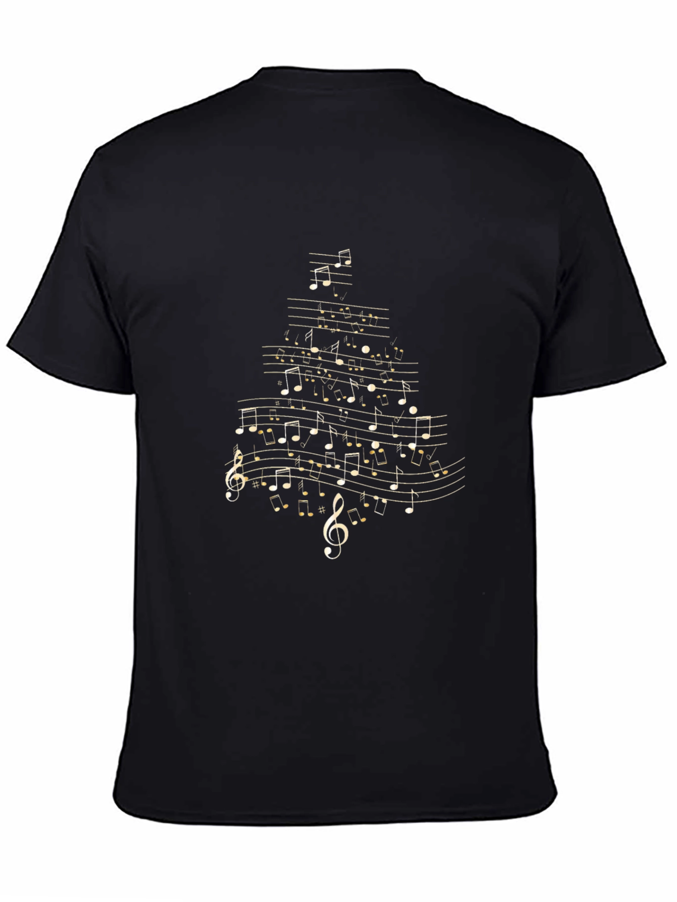 Musical Notes Christmas Tree T-Shirt - Black
