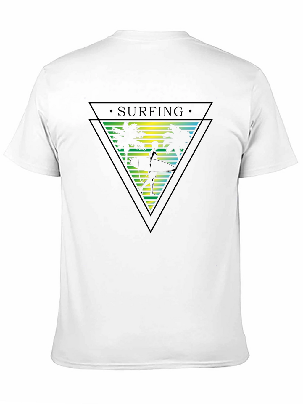 Surfing Palm Tree Graphic Mens T-Shirt