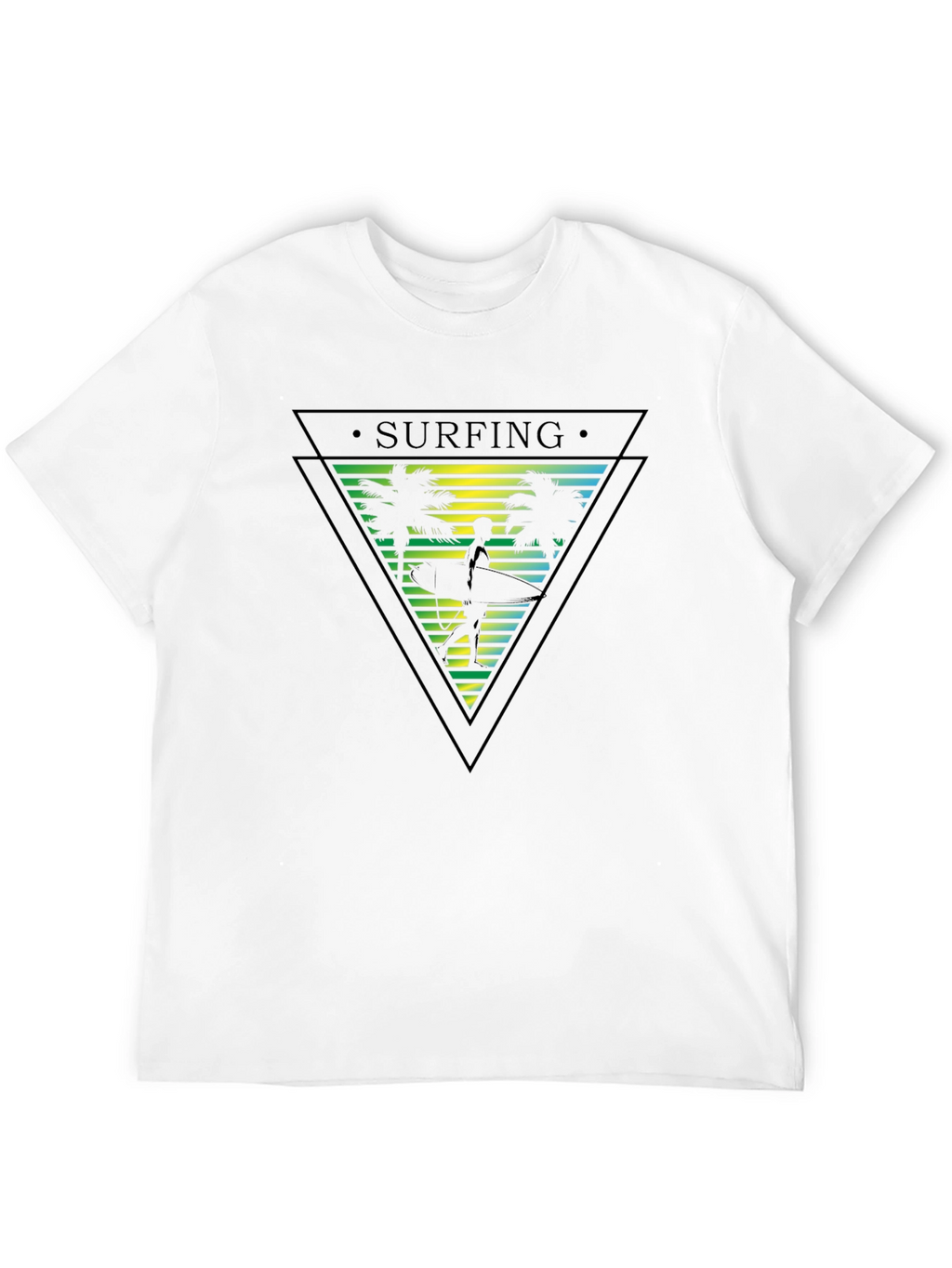 Surfing Palm Tree Graphic Mens T-Shirt