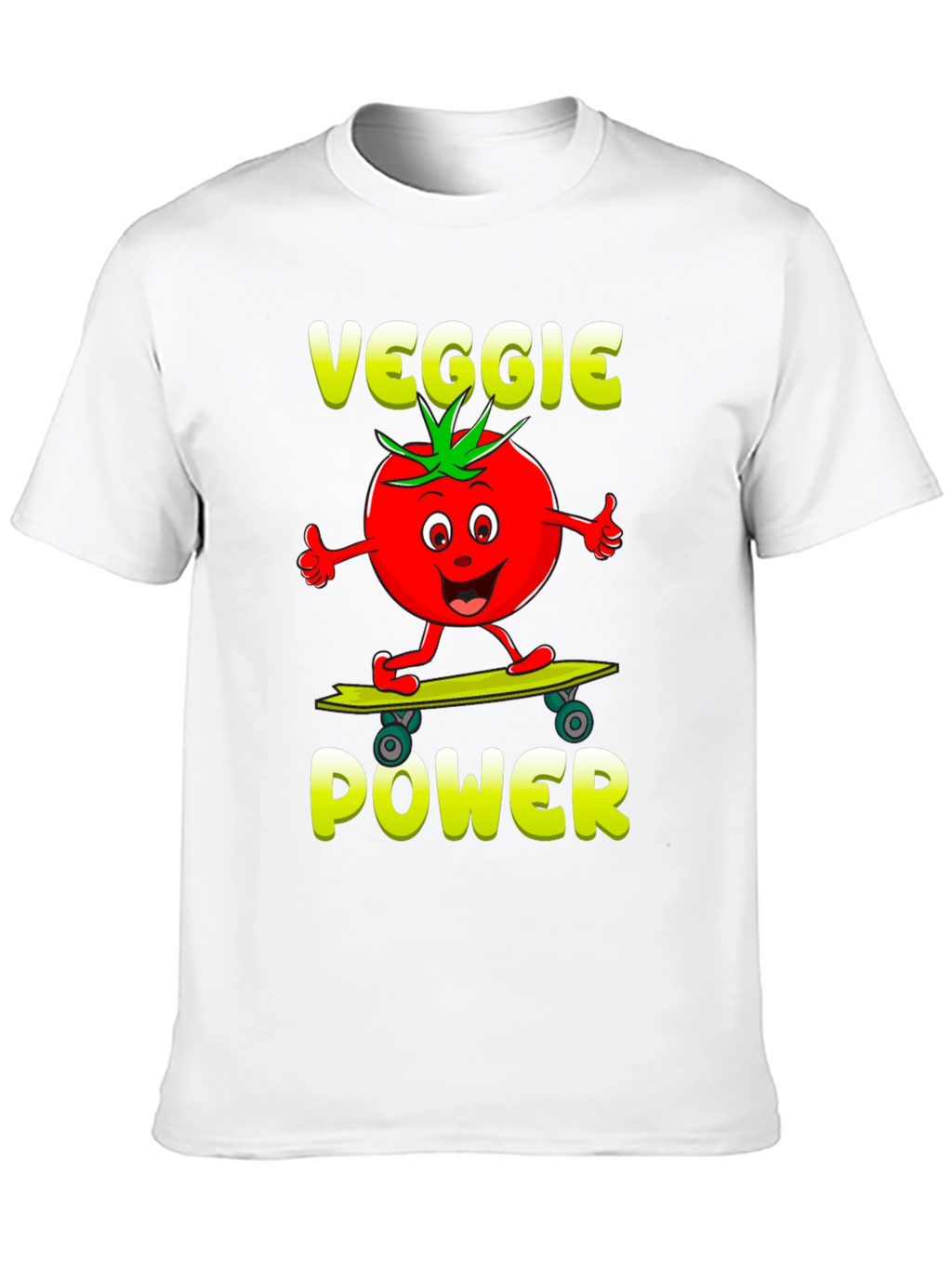 Veggie Power T-Shirt - Cartoon Tomato Skateboard Tee