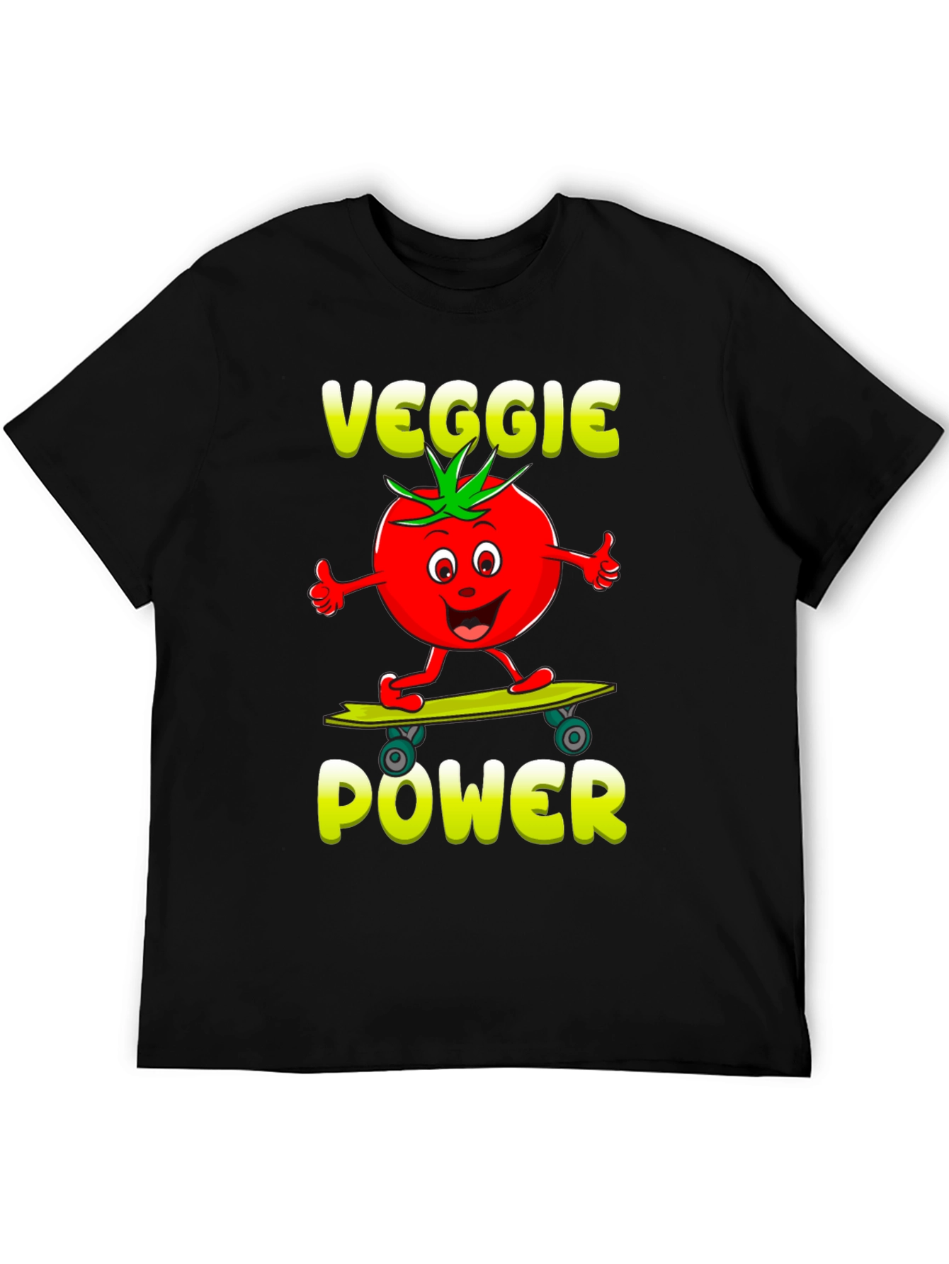 Veggie Power T-Shirt - Cartoon Tomato Skateboard Tee