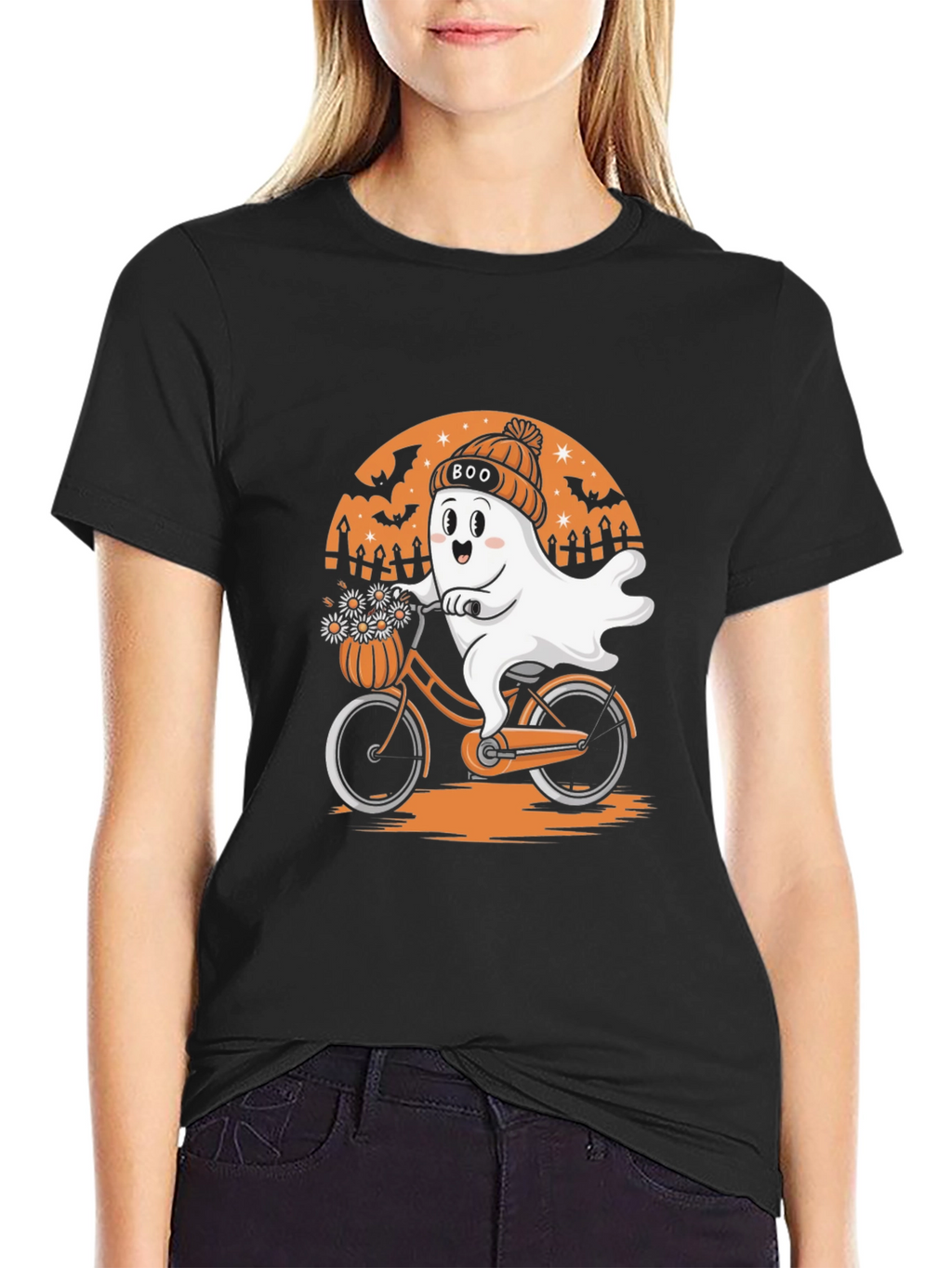 Boo Ghost Bike Halloween T-Shirt
