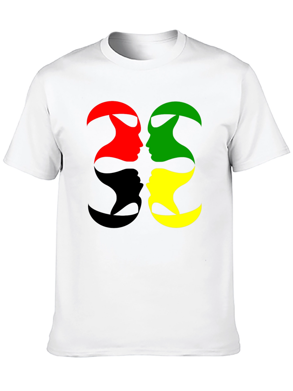 Abstract Face T-Shirt - Red Green Black Yellow
