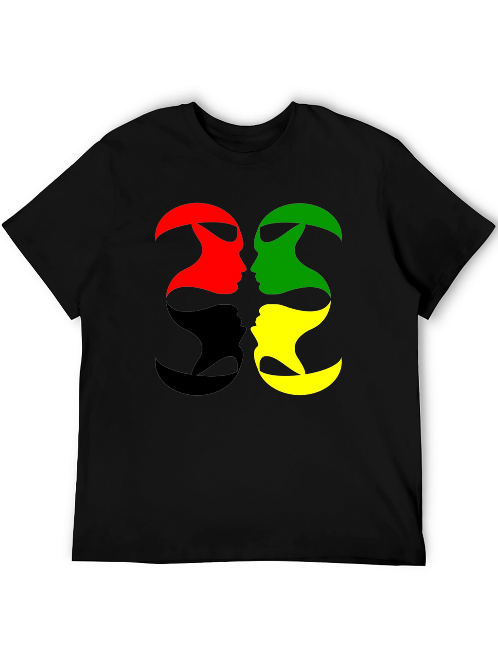 Abstract Face T-Shirt - Red Green Black Yellow