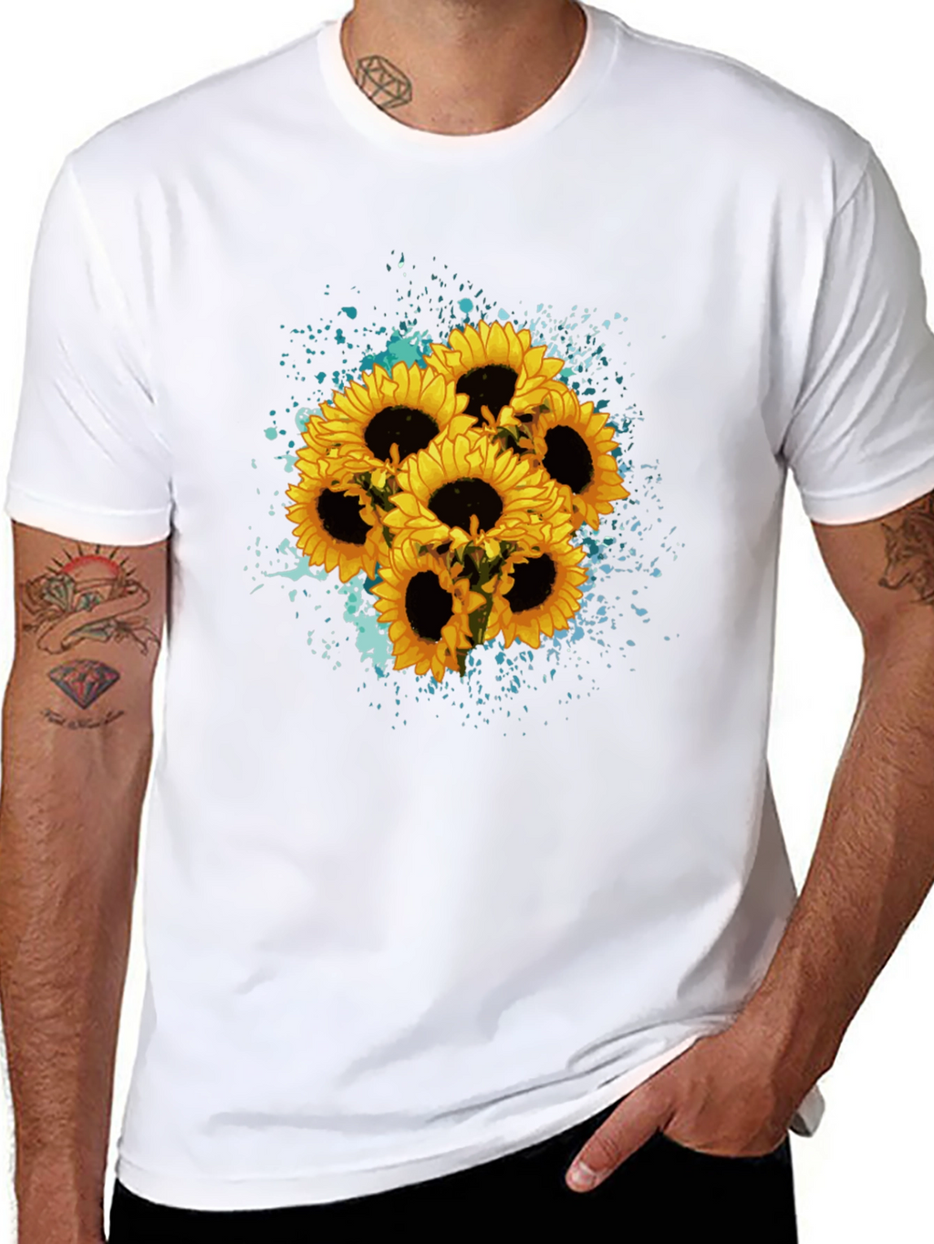 Sunflower Splash Black T-Shirt - Floral Graphic Tee