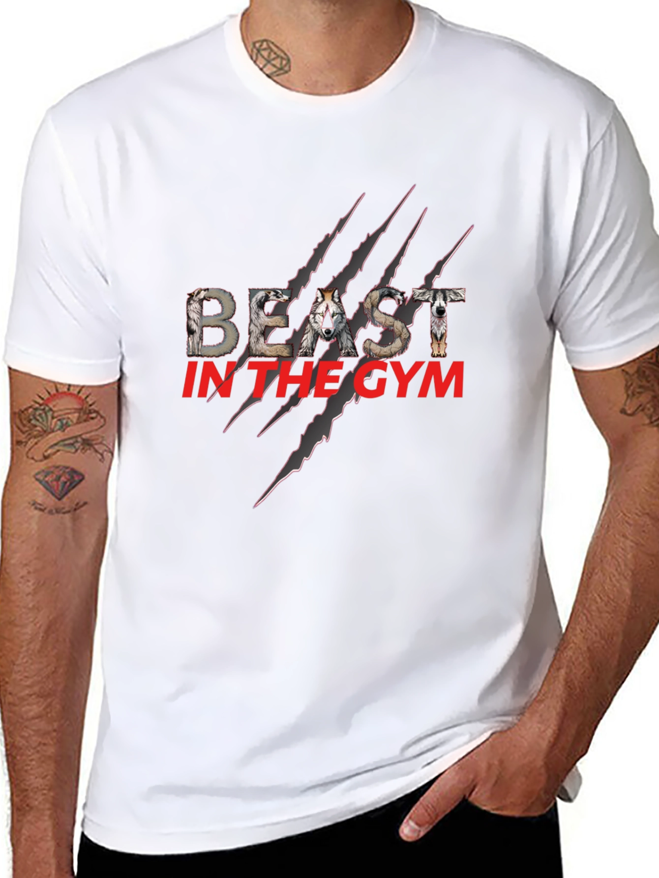 Beast in the Gym Graphic T-Shirt - Wolf Design