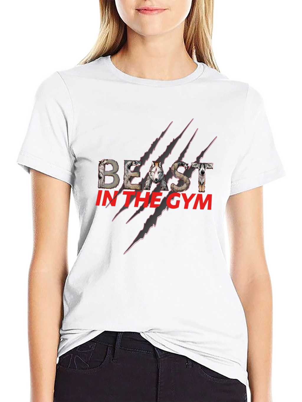 Beast in the Gym Graphic T-Shirt - Wolf Design