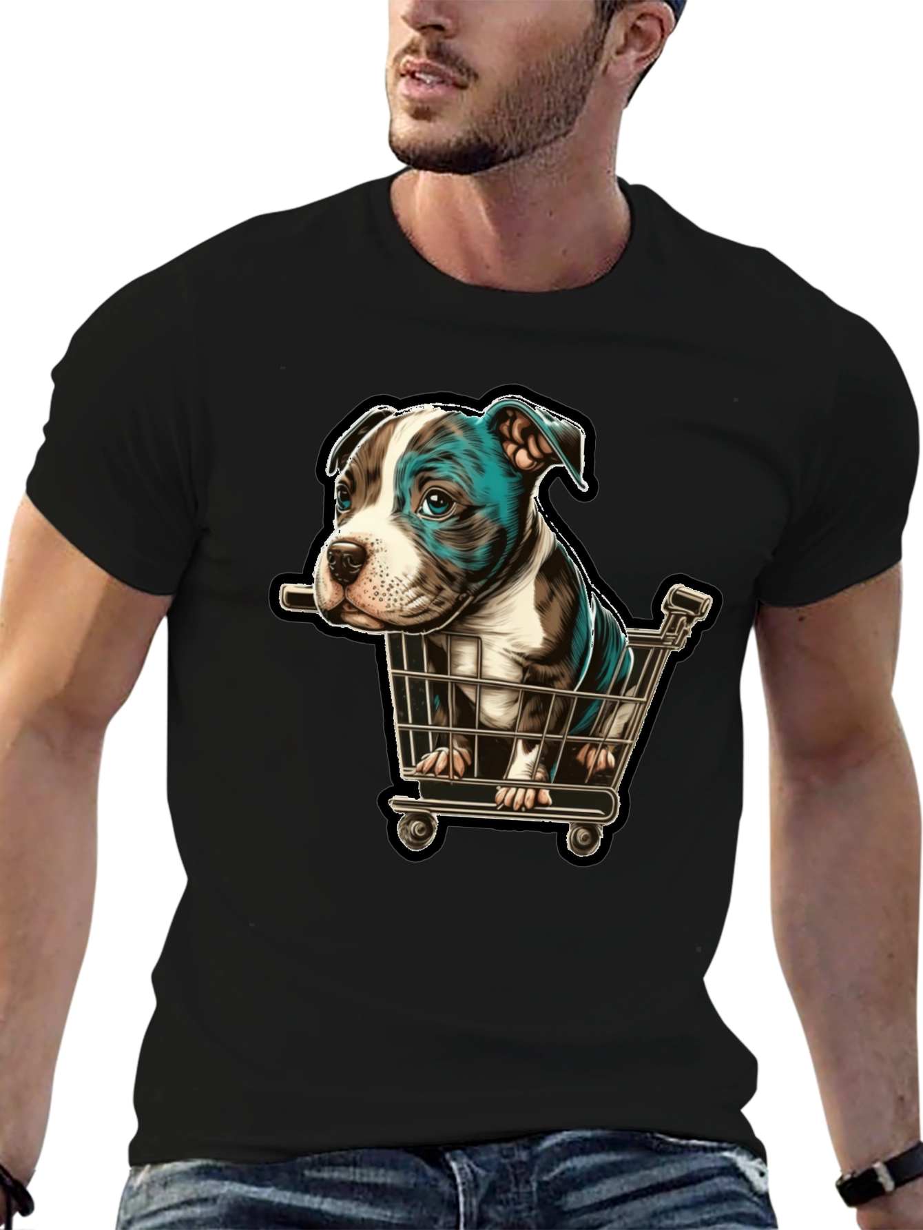 Puppy in Cart Graphic T-Shirt