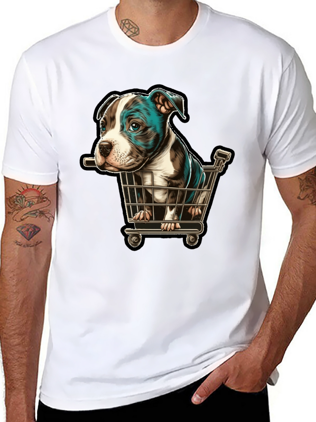 Puppy in Cart Graphic T-Shirt