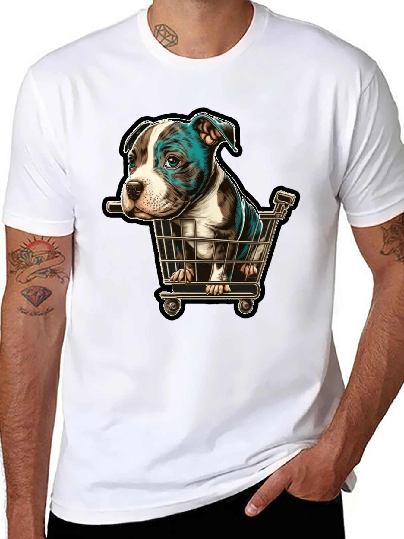 Puppy in Cart Graphic T-Shirt