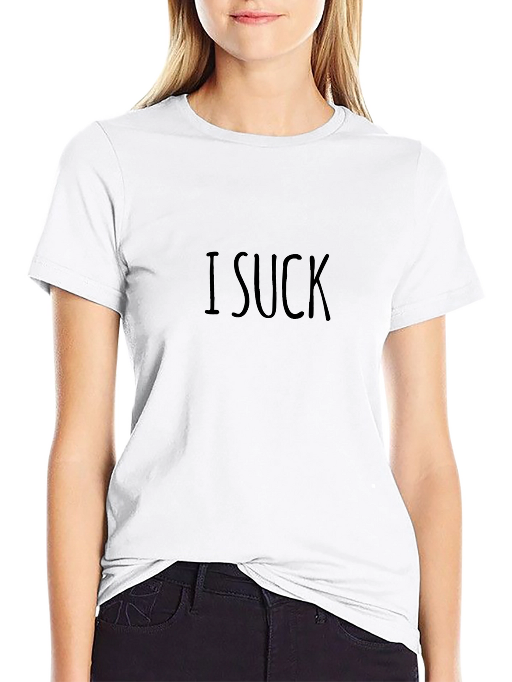 I Suck Graphic Tee - Black Cotton Casual T-Shirt