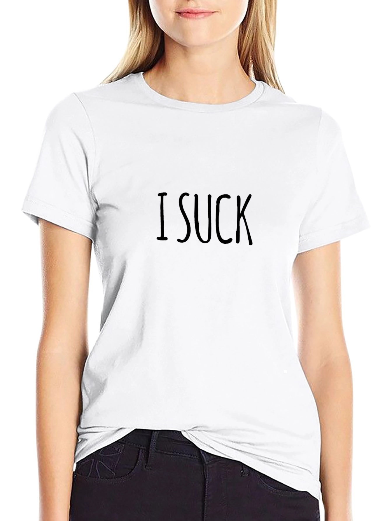 I Suck Graphic Tee - Black Cotton Casual T-Shirt