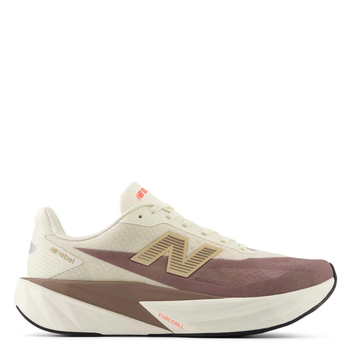 New Balance Men's FuelCell Rebel v5 in Angora with Earth Shadow and Sea Salt