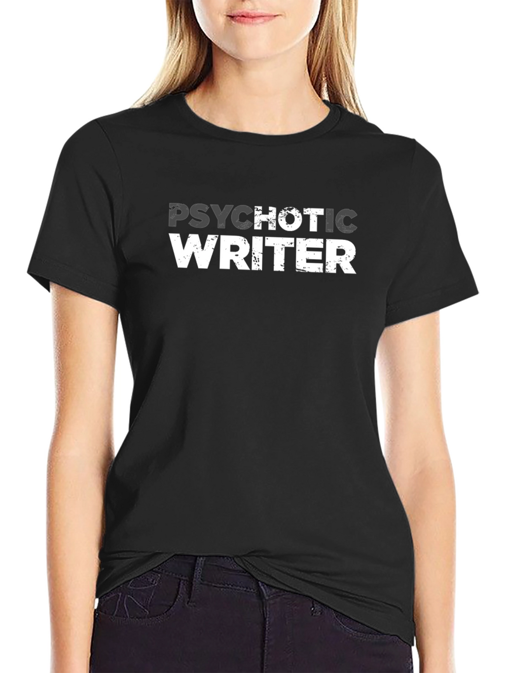 Psychotic Writer Graphic T-Shirt - Dark Humor Tee