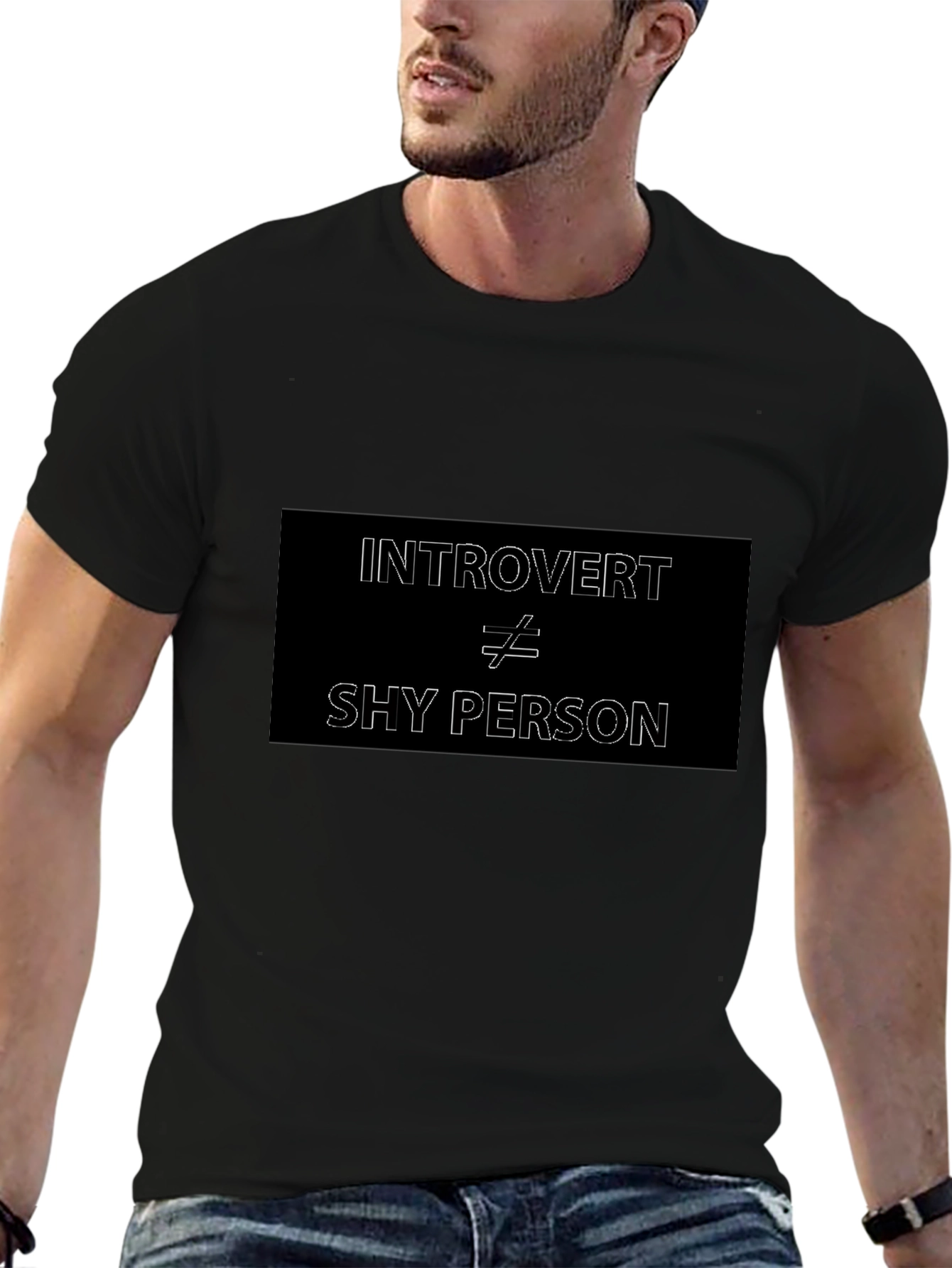 Introvert Not Shy T-Shirt - Mens Black Tee