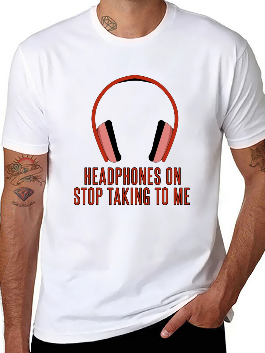 Headphones On Graphic Tee - Introvert Humor T-Shirt
