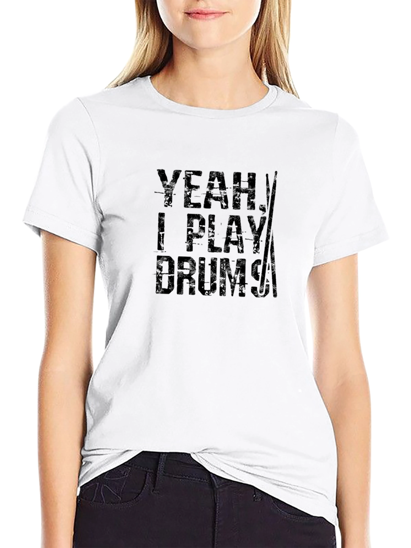 Yeah I Play Drums Mens Black T-Shirt