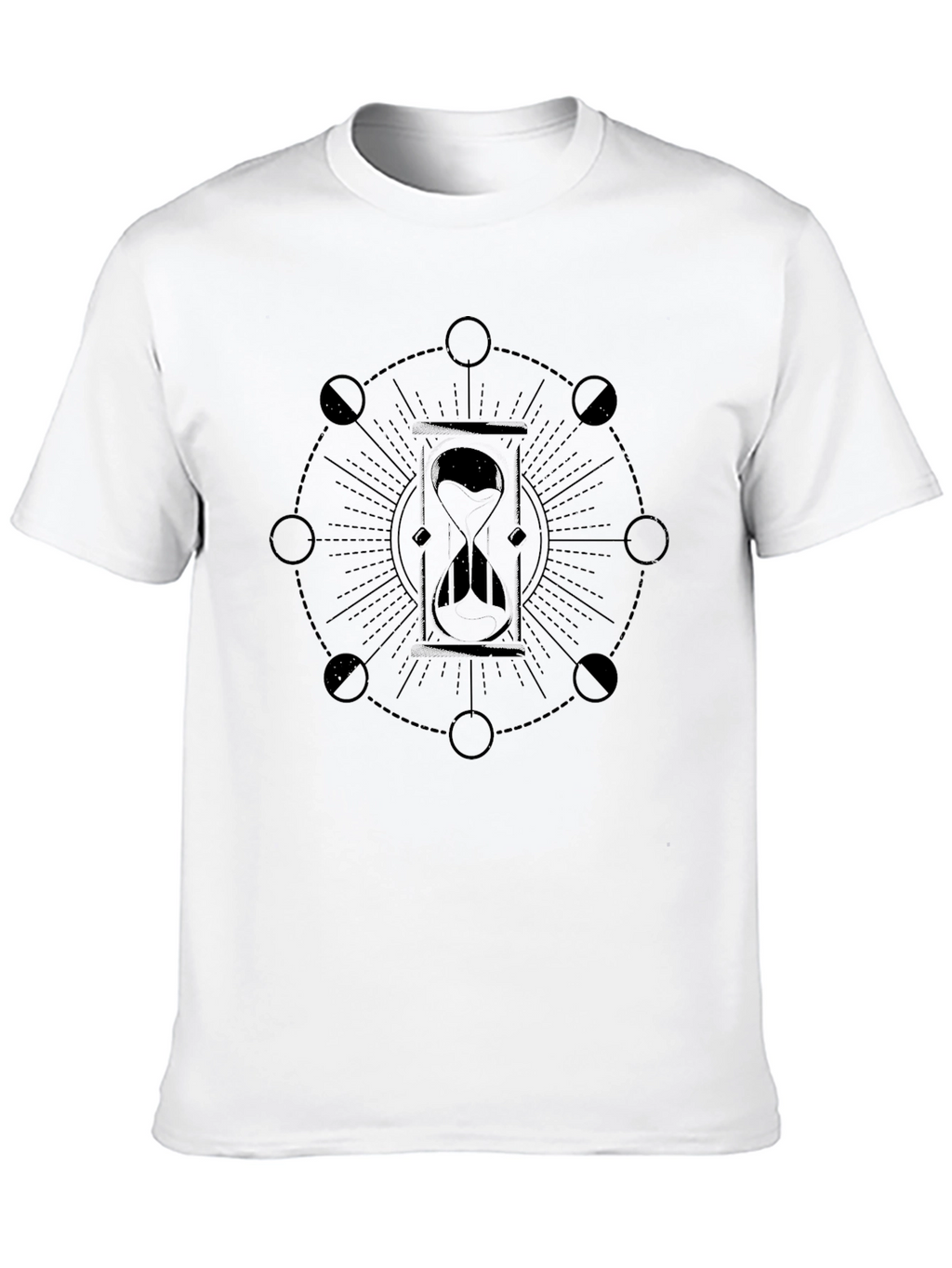Mens Black Hourglass Moon Phase Graphic T-Shirt