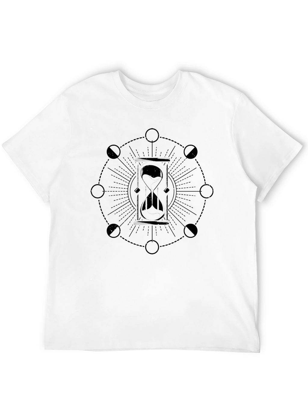 Mens Black Hourglass Moon Phase Graphic T-Shirt