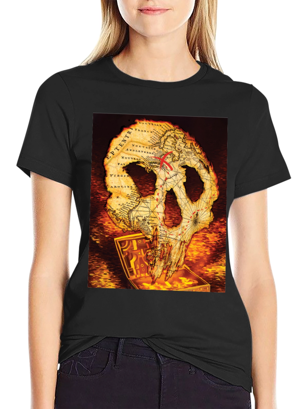 Skull Map Graphic Tee - Pirate Treasure T-Shirt