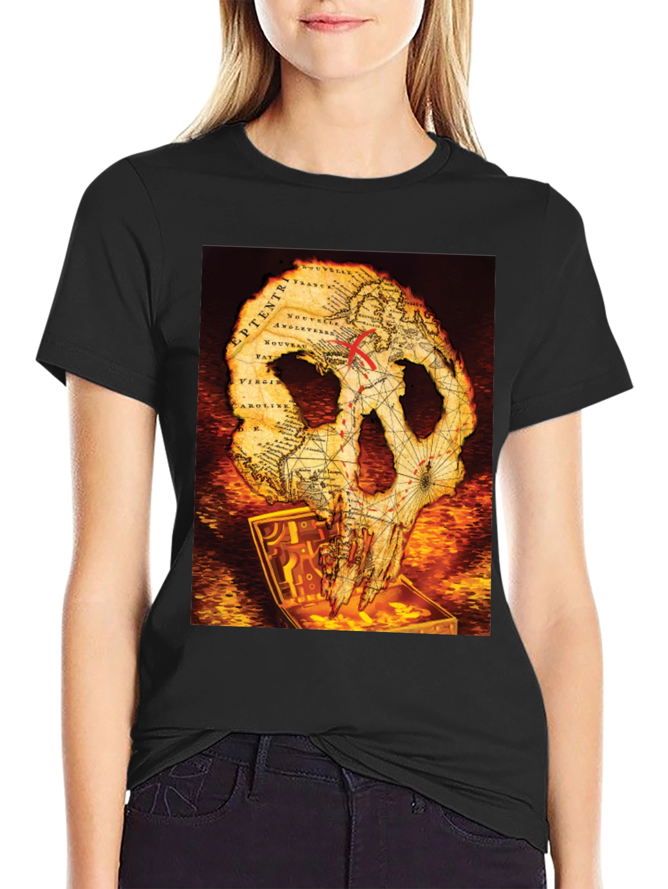 Skull Map Graphic Tee - Pirate Treasure T-Shirt