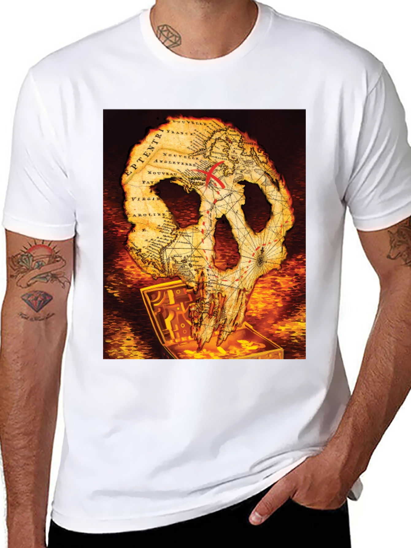 Skull Map Graphic Tee - Pirate Treasure T-Shirt