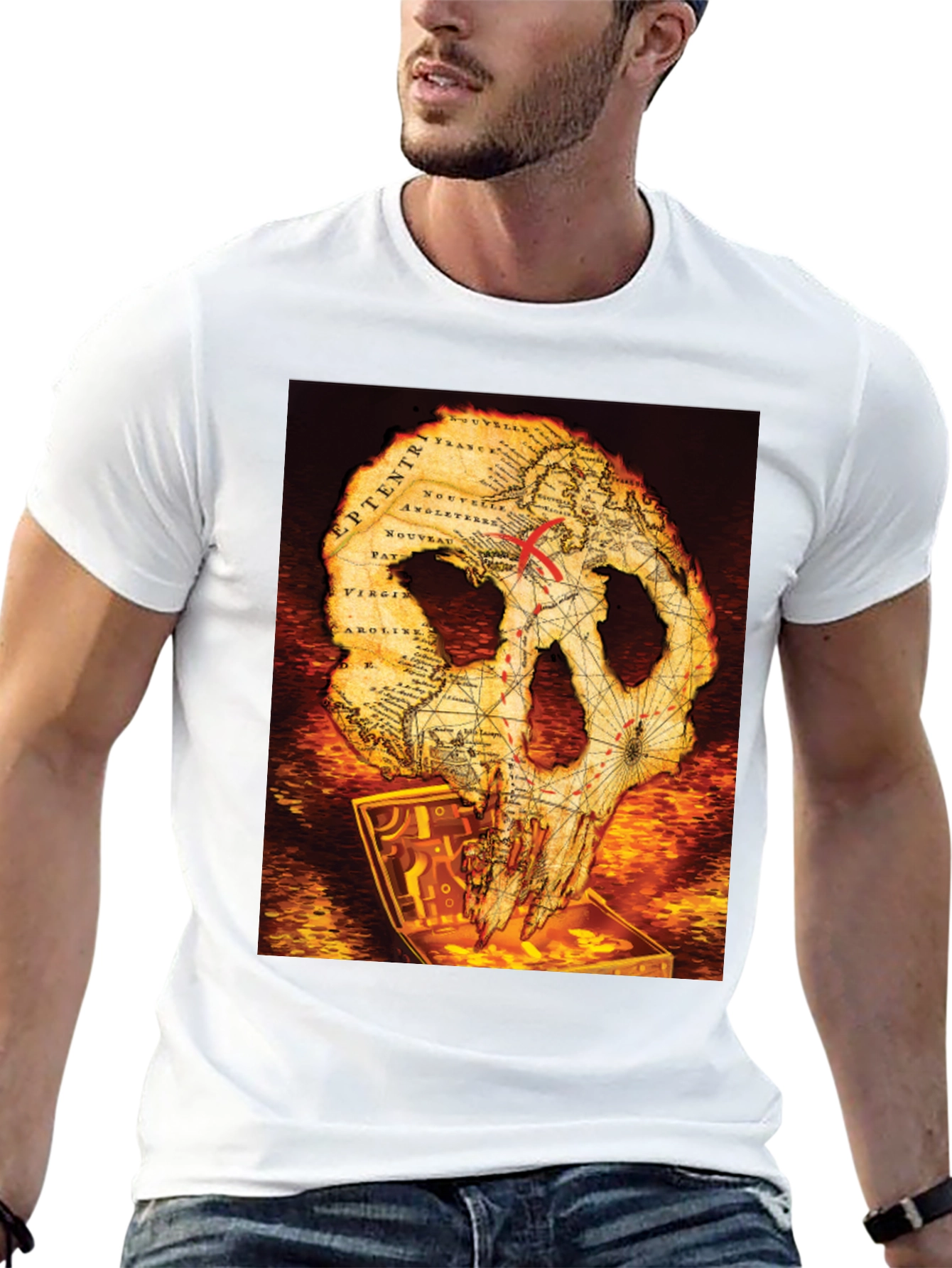 Skull Map Graphic Tee - Pirate Treasure T-Shirt