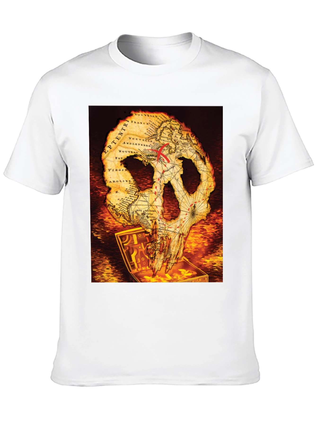Skull Map Graphic Tee - Pirate Treasure T-Shirt