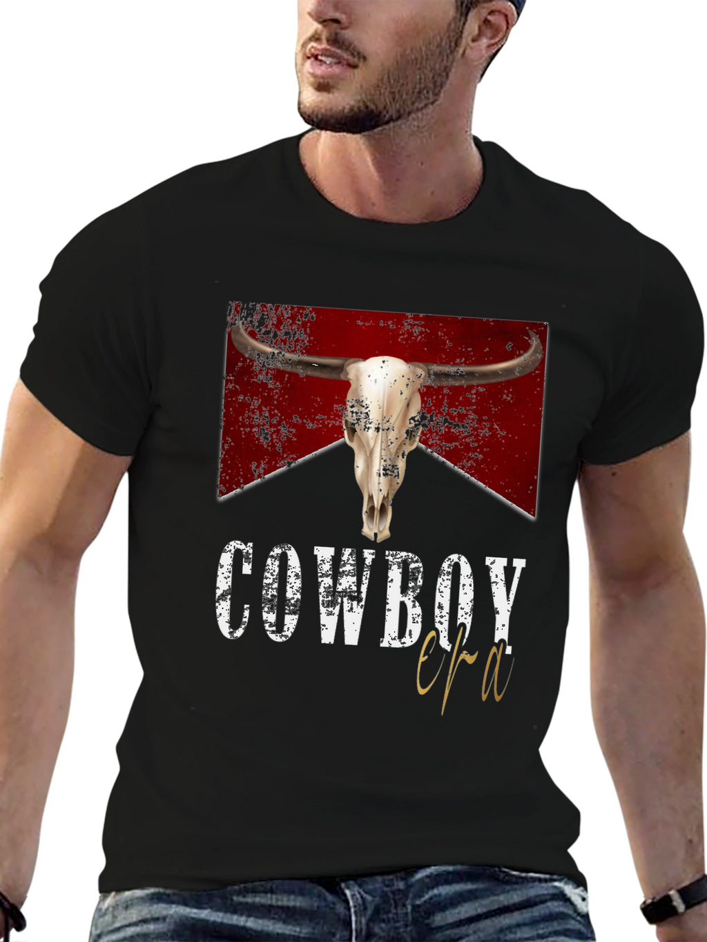 Cowboy Era Graphic Tee - Western Style Black T-Shirt