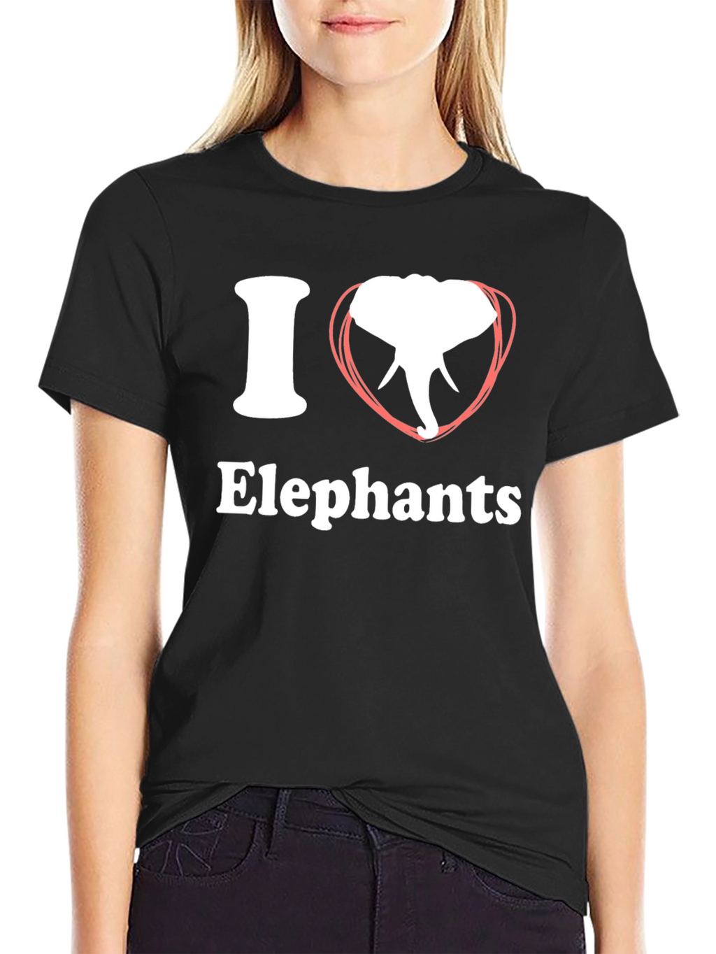 I Heart Elephants Graphic Tee - Black T-Shirt