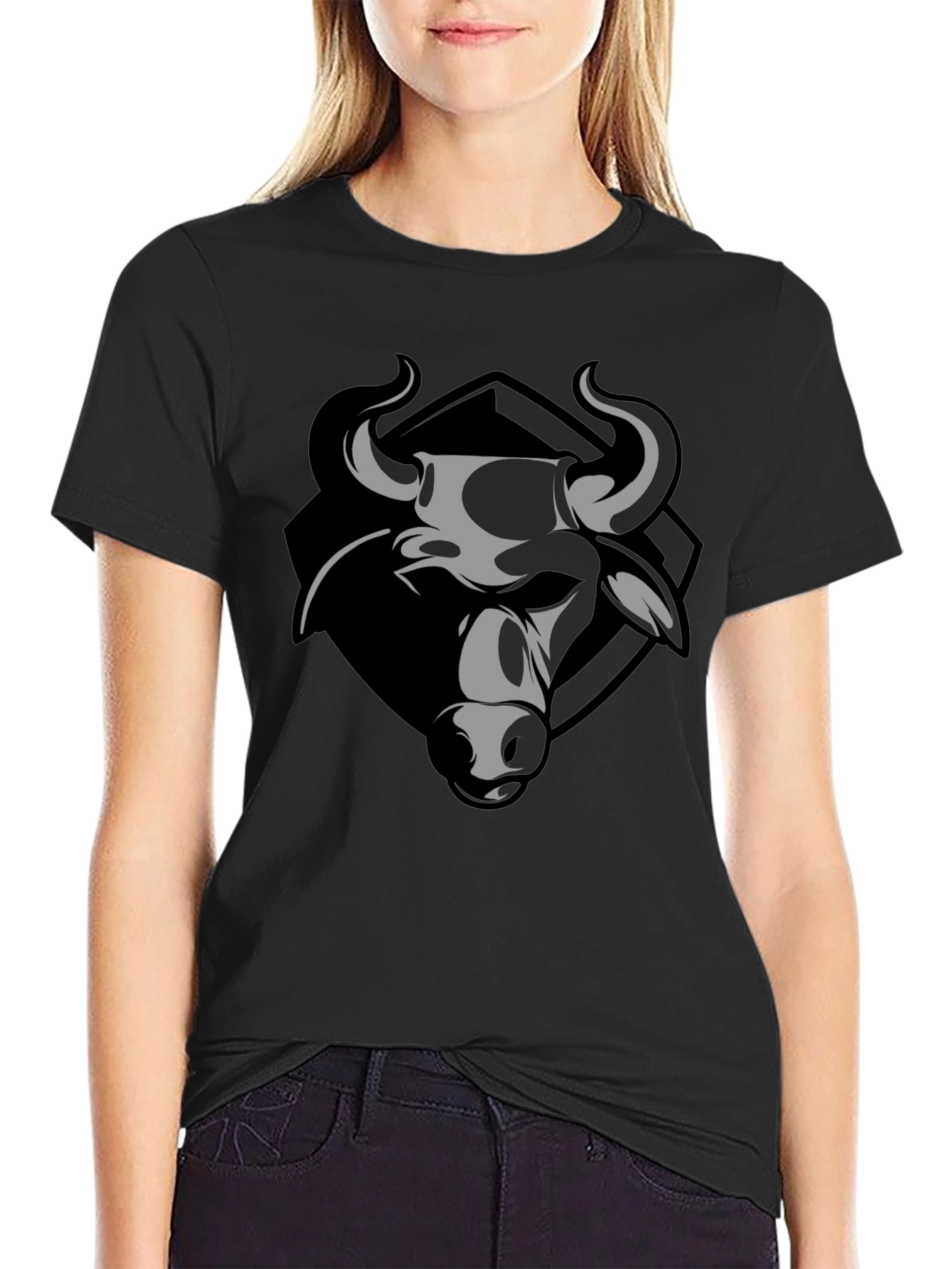 Bull Graphic Print Crew Neck T-Shirt