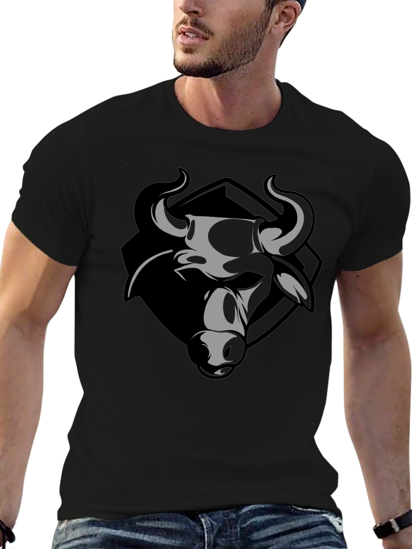 Bull Graphic Print Crew Neck T-Shirt